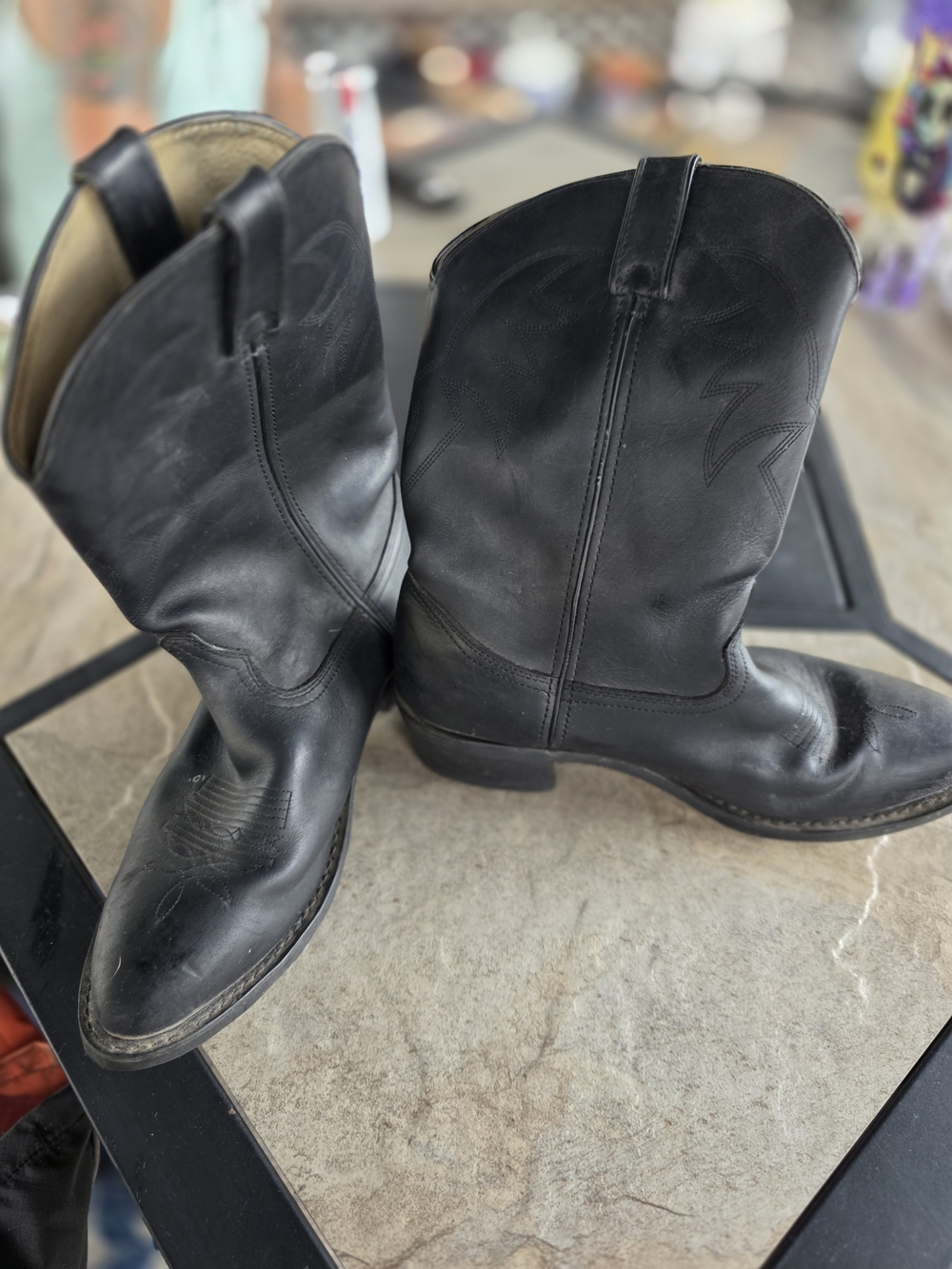 Durango Black and Brown Leather Western Boot Interior
